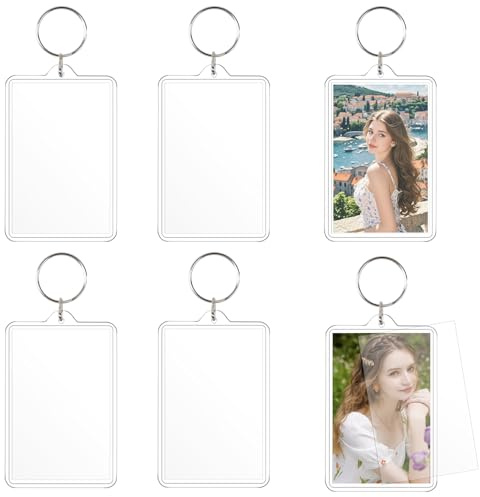 6 Stück Schlüsselanhänger mit Foto,Transparent Schlüsselanhänger mit Bild,Personalisierte Bilderrahmen Schlüsselanhängers Selbst Gestalten für Abschlussgeschenke,Weihnachtsgeschenke(Fotos 70x45mm)