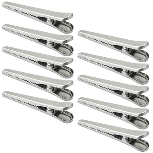 SAFIGLE 10 pièces Lot de Clips de Fermeture Alimentaire Acier Inoxydable Pinces Crocodile Puissantes pour Sacs Maintien Hermétique pour Conservation Fraîcheur Réutilisables Adaptés