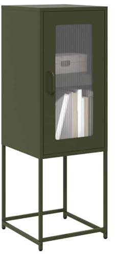 SKTQYQO Aparador verde oliva de acero laminado en frío, 36 x 39 x 107 cm, con amplio espacio de almacenamiento y asas prácticas, mueble multiusos para cocina, salón o recibidor,