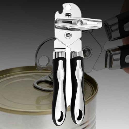 KACBFEE Abrelatas de Acero Inoxidable, Abrelatas Manual con Mango Suave y Antideslizante para Manos Artríticas, Apto para Personas Zurdas y Mayores, Diseño de Borde Suave - Dos Type A