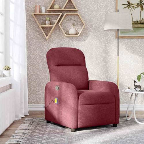 Owoxanthellate Fauteuil de massage rouge avec fonction allongée - 66 x 88 x 95 cm - Housse en tissu - 6 points de massage vibrant - Fauteuil relaxant - Fauteuil TV pour salon, chambre à coucher