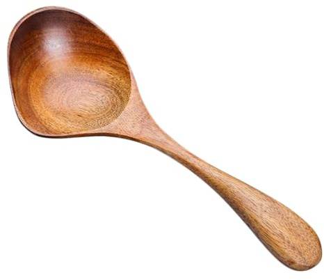 SHINEOFI Cuchara Sopera de Madera Vertedor Ergonómica para Servir Salsa y Sopa en Olla Caliente Utensilio de Cocina Tradicional para Vajilla del Hogar 1 Pieza