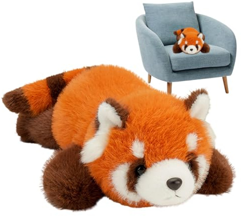 Peluche panda rouge - Coussin en peluche douillet 45 cm 65 cm - Fibre de polyester peluche douce et charmante, design fantaisiste - Décoration de maison, canapé, lit, bureau, voiture, compagnon, Ge