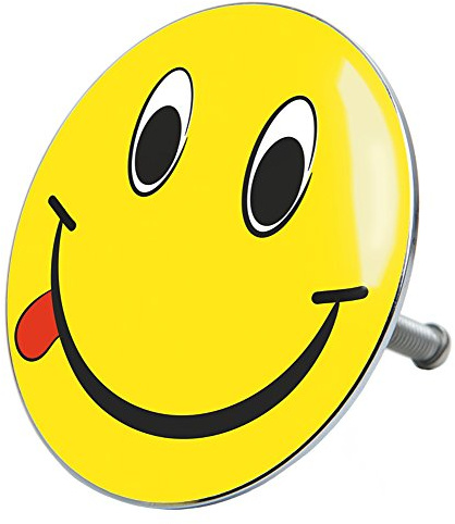 Sanilo Badewannenstöpsel Smiley, Stöpsel für die Badewannen deckt den kompletten Abflussbereich ab, universal mit Motiv