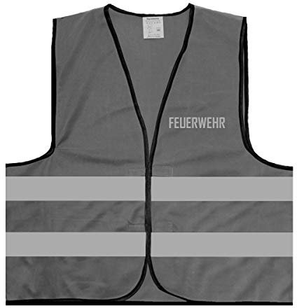Warnweste - Signalweste - Feuerwehr - Warnweste mit reflektierendem Aufdruck - Größe XXL / 3XL, Grau