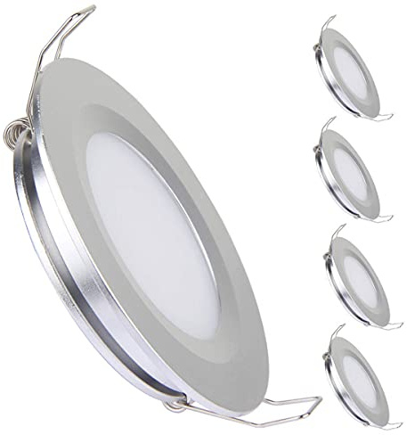 acegoo 4 x foco empotrable LED techo 12V autocaravana barco downlight plata regulable 3W 6400K blanco frío para caravana camper furgoneta mueble iluminacion