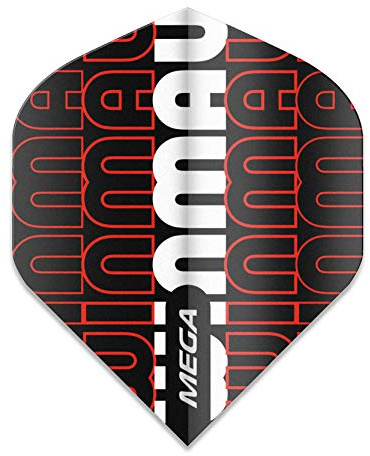WINMAU Mega Standard Logo Schwarz und Rot Flights - 1 Satz pro Packung (Insgesamt 3 Flüge)