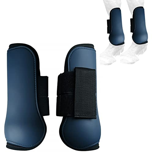 TopHomer 2 Stück Reitstiefel, verstellbare Vorderbeinstiefel, stoßdämpfend, für Pferde, Beinschutz, Reitsehnenschutz, Sprunggelenkbandage (blau, extra groß)