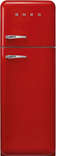 Smeg, Frigorifero Doppiaporta FAB30RRD5 a Libera Installazione, Cerniera a Destra, Frigorifero Ventilato e Freezer Statico, Design Bombato 50's Style, Rosso