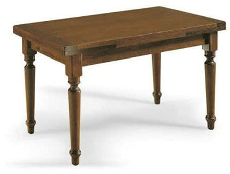 Mar.c.a. Design - Tavolo Rettangolare Allungabile fino a 230 cm., con gambe Tornite, Legno Massello, Noce scuro, Arte Povera, con 2 Allunghe da 35 cm. - Mis. 160X85X80 cm.