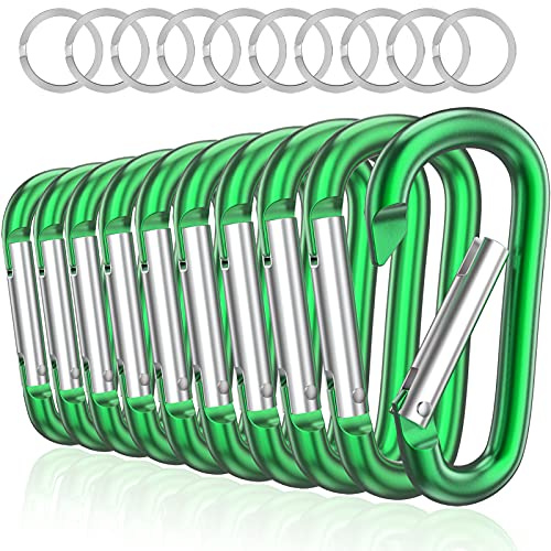 sprookber 3 Aluminum Carabiner D Ring, Keychain Spring Snap Hooks 10 Pack