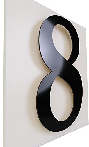 Ziffern für das Haus/Hausnummer 30cm Aluminium glänzend schwarz (8)