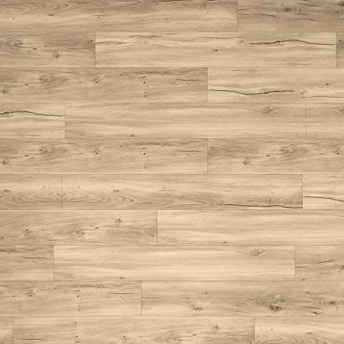 ARTENS - PVC Bodenbelag - Zaragoza - Click Vinyl-Dielen mit integrierter Unterlage - Vinylboden - Holzoptik - Naturbeige - Intenso EXTREM - 122 cm x 18 cm x 5,5 mm - Dicke 5,5 mm - 1,54 m²/ 7 Dielen