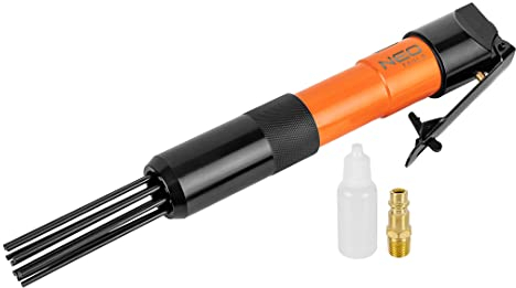 NEO TOOLS Marteau à aiguille pour rouille et soudures 12 x 3 mm, pression de travail 6,3 bar, consommation d'air moyenne 125 l/min, 4000 coups / min, raccord 1/4, poids 1,30 kg, CE