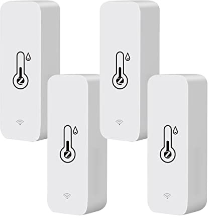 Tuya Zigbee Smart Hygrometer Thermometer, 4 Stück Zigbee Hygrometer Thermometer, kabelloser Temperatur- und Feuchtigkeitsdetektor für Zuhause Gewächshaus (Erfordert Zigbee-Gateway)