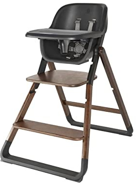 Ergobaby Evolve High Chair Ergonomisk barnstol för bebisar som växer från 6 månader, barnstol med 5-punktssele, för barn med justerbar sits, Dark Wood