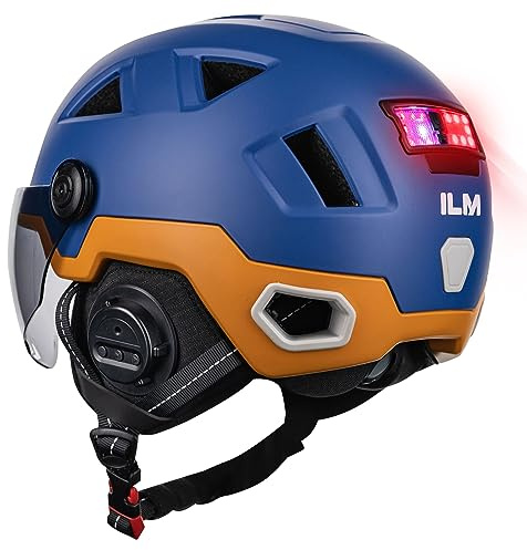 ILM Casque Velo VTT Bluetooth Homme Femme Homologué NTA8776 CE CPSC-Casque de Velo Route Adulte avec Visiere LED d'Alerte de Freinage