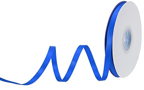 sourcing map 6 mm x 23 Meter Satinband, Doppelseitige Schleifenband Polyester Geschenkband für Deko Party Hochzeit Geburtstag Trauer Geschenkverpackung Band, Blau