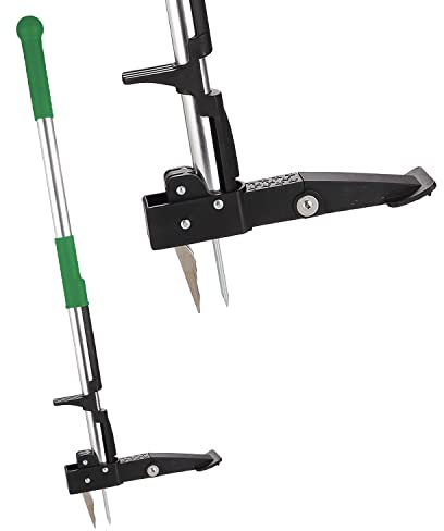 AMOS Mechanical Weed Puller Stainless Steel 4-Claw & Foot Pedal, Telescopic Root Remover, Stand-up Manual Weed Tool for Garden Making Weed Removal Easy