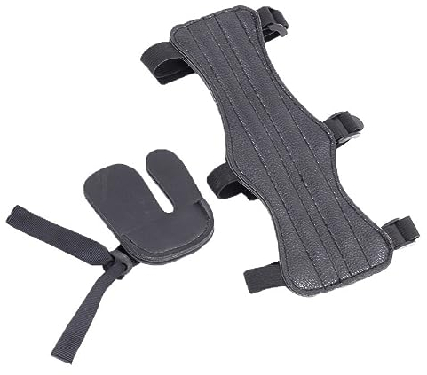 Unterarmschutz Bogenschießen Armschutz aus Leder mit 3 Verstellbaren Trägernals Bogensport Zubehör