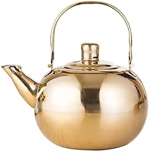 AMYSTY Pfeifkessel Wasserkessel Teekessel Kleiner, Moderner Pfeifkessel, Herd-Teekanne, Edelstahl-Teekessel Für Die Küche Flötenkessel Pfeifenkessel (Color : Gold, Size : 1.5L)