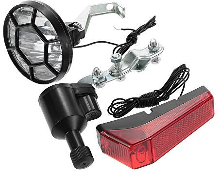 RUSUO Juego de lámparas de bicicleta, juego de luces de bicicleta, juego de luces de seguridad para bicicleta, faros delanteros y traseros, dinamo