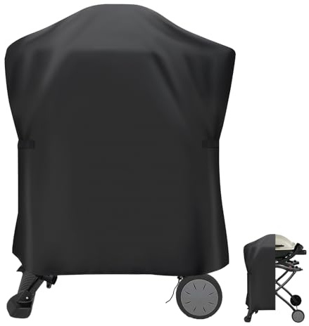 Guisong Grillabdeckung für Weber Q Series Grill auf Wagen, wasserdichte BBQ Abdeckung für Weber Q2000/Q200/Q1000/Q100 auf tragbarem Ständer, wetterbeständig