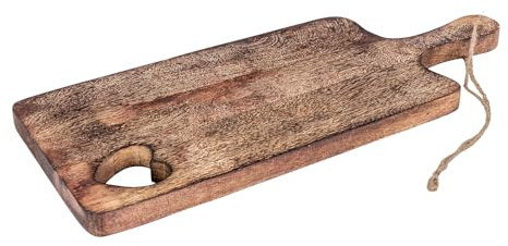 levandeo Schneidebrett Griff Holz Herz 50cm Deko Brettchen Mangoholz Dekoplatte Tischdeko Natur Wohndekoration
