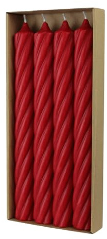 luterna Stabkerzen aus Paraffin, RUSTIC TWIST, 250/28 mm, Rubin, WENZEL, Brenndauer ca. 16h, 4 Stück pro Verpackung