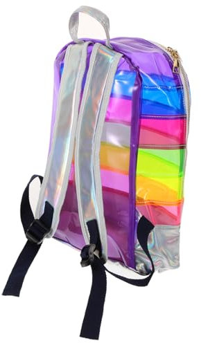 GALPADA Roter Transparenter Schulrucksack Mit Bunten Streifen Geräumiger Kapazität Leicht Für Junge Mädchen Geeignet Für Alltag Einkauf Und Reisen