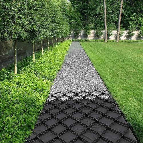 Geocell - Estabilizador de rejilla – Paisajismo duradero de panal para senderos de grava/cemento/arena – Rejilla de suelo cortable para una superficie estable