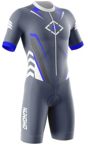 Triathlon Anzug Herren Herren Radsportanzug gepolstert einteilig Trisuit Bike Top Short Trisuit Einteiler für Wettkampf - 3Taschen Cycle, Swim,Fahrradanzug (Type-8,5XL)