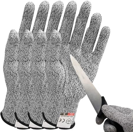 JNGTKL Cut Resistant Gloves, 2 Pairs, M+L, Gray, Suitable For Kitchen, Woodworking, Fishing, Carving, Meat Cutting, Fruit Peeling, Machinery Repair
