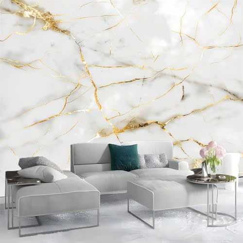 Papier Peint 3D Panoramique Marbre Gris Intissé Murale Tapisserie pour Salon Chambre Restaurant Couloir TV Fond Décor Mural 250x175cm