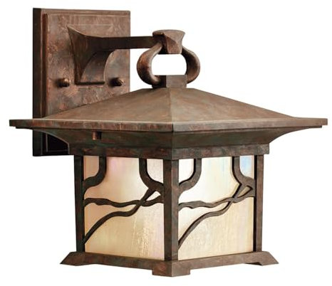 Licht-Erlebnisse Wandlampe außen Glas Aluminium E27 IP44 23,7 cm hoch in Kupfer Antik Vintage Design Außenwandleuchte Balkonlampe Terrassenlampe