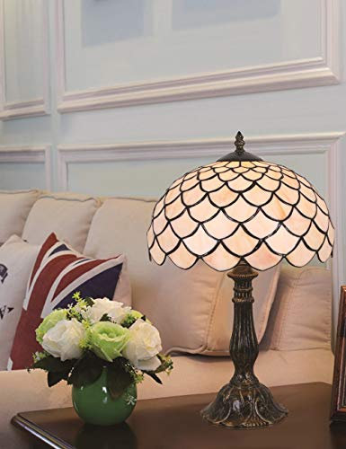 Faucet 12-inch European Simple Stained Glass White Warm Coloured Series Table lamp Desk lamp Bedside Light water-tap