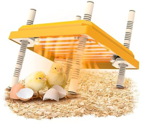 Brooder Plaque chauffante pour poussins, 25,4 x 25,4 cm, pour 15 poussins, lampe chauffante à hauteur réglable pour poussins, lampe chauffante pour chiots, 22 W (jaune)