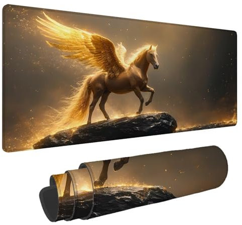 Tapis de Souris Animal Tapis de Souris XXL Cheval 1500x800x4mm Tapis Souris Gamer, sous Main Bureau Ordinateur Portable, Mouse Pad Bords Cousus Caoutchouc Antidérapante, pour Souris et Clavier A-128