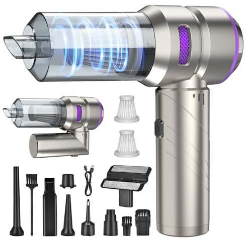 Aspirabriciole Senza Fili,4 in 1 Aspirapolvere Auto Portatile 18000Pa,Mini Aspirapolvere Potente con Motore Brushless,3 Velocità Mini Aspirapolvere Potente per Auto Casa Ufficio Peli di Domestici