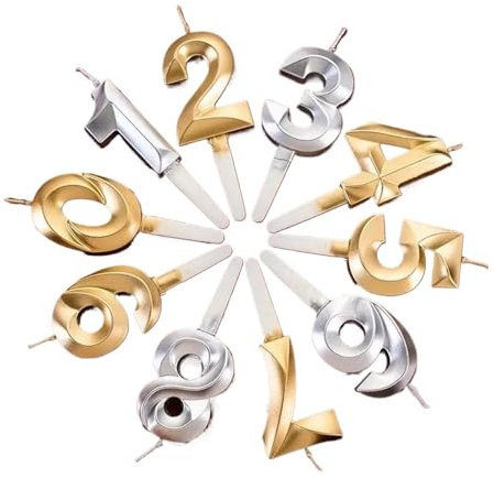 1 candela digitale numero 0 – 9 per torta di compleanno, festa di compleanno, torta nuziale, candela, bomboniera, decorazione per torte (8, oro)