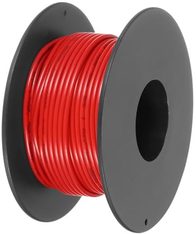 QUARKZMAN 22AWG Filo Intrecciato in PVC 15M/49ft Rosso, Filo Elettrico UL1007 Bobina Filo di Rame Stagnato per Collegamenti Interni, Nautico