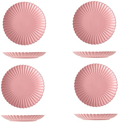 Assiettes Plates en céramique, Lot de 4, 25 cm, pour Salade, Steak, Dessert et apéritif. Compatibles avec Le Micro-Ondes et Le Lave-Vaisselle. Rose, Lot de 4, 20 cm.