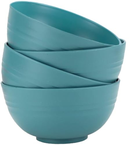 Unbreakable Cereal Bowls Set of 4, 24 oz Lightweight Plastic Salad Bowls | Dishwasher & Microwave Safe, Reusable Serving Bowl for Rice Noodle Soup Snack Salad Fruit, BPA Free (Dark Green)