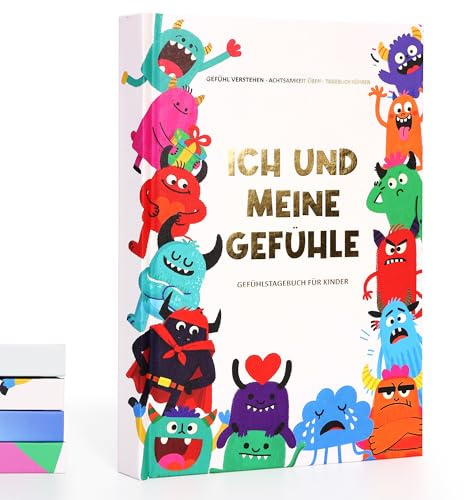 BIROYAL Gefühlstagebuch Kinder 6-12 Jahre - 100 Tage Tagebuch Mädchen und Jungs - Gefühle Buch Kinder mit 10 Spiele - Dankbarkeitstagebuch Kind für Umgang mit Emotionen und ein gutes Gefühl