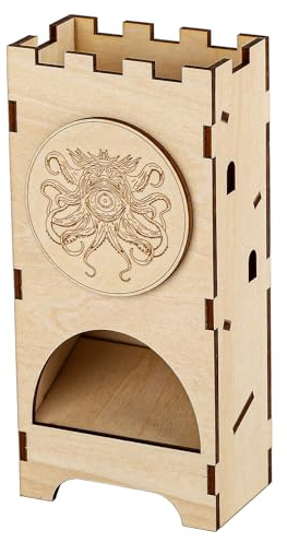 Oktopus Augenmonster Würfelturm, Holz DND Würfel Rollenturm, Fantasy Brettspiel Zubehör, Rollenspiel Tragbar Würfeltablett, Camping Spielbox, D&D Geschenke für Spieler (Würfel nicht enthalten)