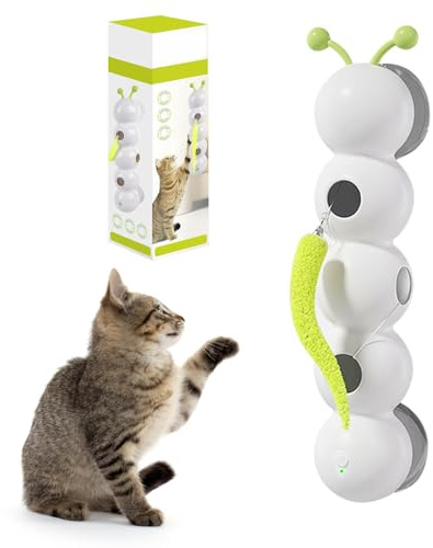 APODESS Wusel Wurm Katzenspielzeug,Interaktives Katzenspielzeug Katzen Spielzeug Selbstbeschäftigung, Interaktiver Wurmreiz mit Saugnapf für Katzen, Wand & Fenster Montiert Katzen Spielzeug