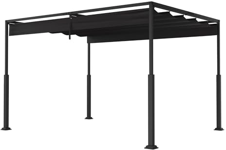 FIVMEN Pergola 3 x 4 m terrassbaldakin vattentät stabil vintersäker paviljong trädgårdspaviljong med justerbara skuggområden solskydd för trädgård terrass och balkong, svart