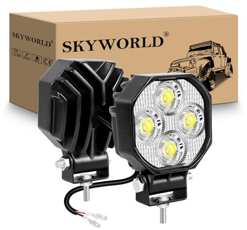 SKYWORLD 2 Pcs Mini Led Arbeitsscheinwerfer, 2.8 Zoll 7 cm 16W Spotlight | Spot Offroad Scheinwerfer 12V 24V Zusatzscheinwerfer für SUV ATV Traktoren Bagger Motorrad LKW, Wasserdicht Led Arbeitslicht