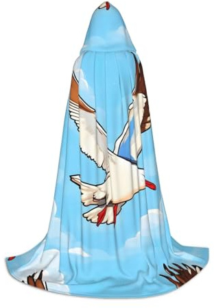 QHZLY Capa larga con capucha de gaviotas voladoras S para adolescentes, disfraz de cosplay para carnaval, juego de rol