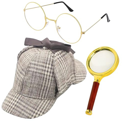 Per Costume Da Detective – Design Per Cappello In Feltro Da 200 G, Kit Di Vetro Da Investigatore, Oggetto Di Scena Per Personaggi Retrò, Costume Misterioso Per L'investigatore | Spettacolo T